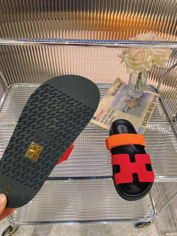 SANDALO CYPRUS ROSSO MIX ARANCIONE CAMOSCIO