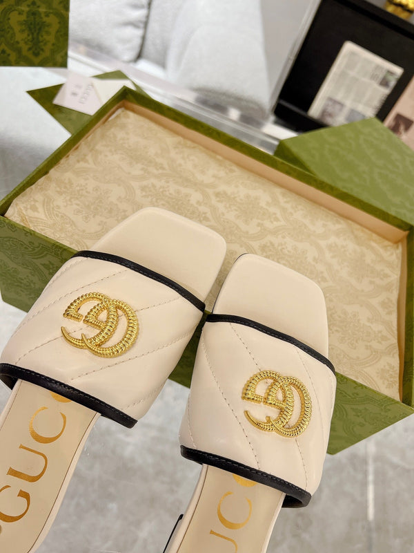 GG EXCLUSIVE SLIDE SANDAL IVORY CALFSKIN