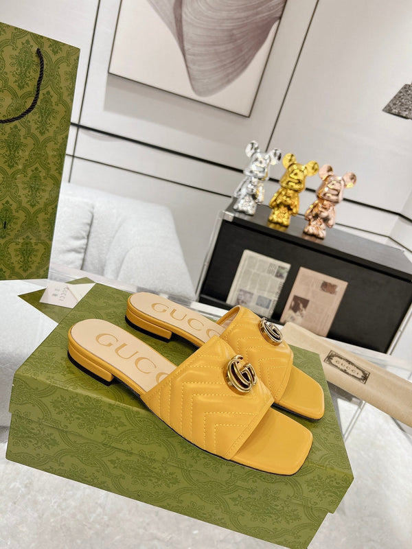 GG EXCLUSIVE SLIDE SANDAL AMBER CALFSKIN