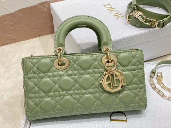 medium lady d-joy 26 green lambskin