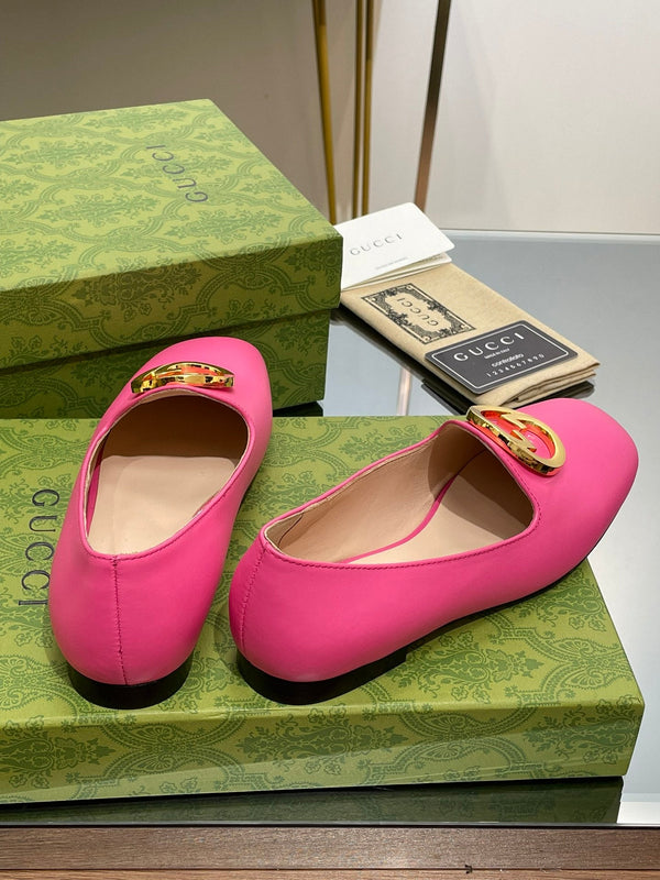 BLONDIE LOGO-PLAQUE LOAFERS IN BRIGHT PINK CALFSKIN