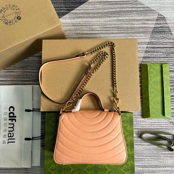 BORSA CLASSICA GG MARMONT MINI 21 IN PELLE DI VITELLO ROSA PESCA