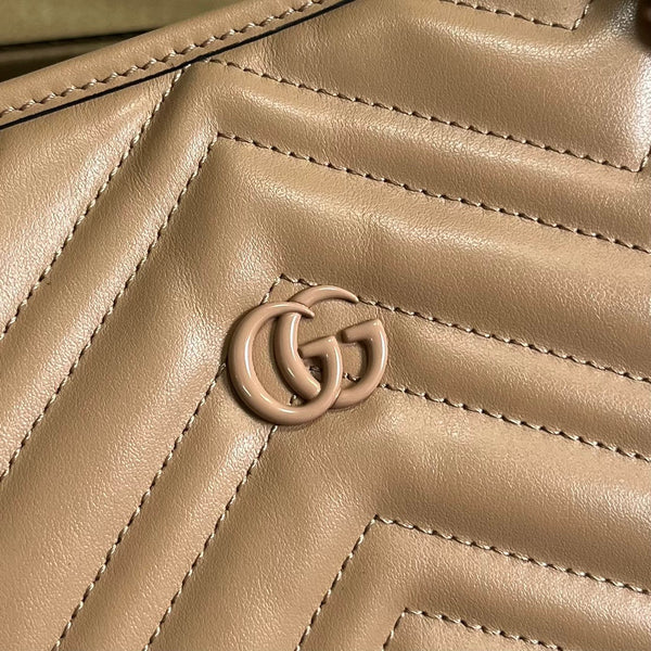 GG MARMONT LARGE 38 TOTE IN BEIGE CAMEL CALFSKIN