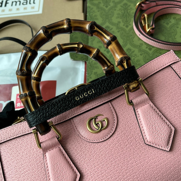 Borsa Gucci Diana Bamboo in pelle di vitello rosa 240100