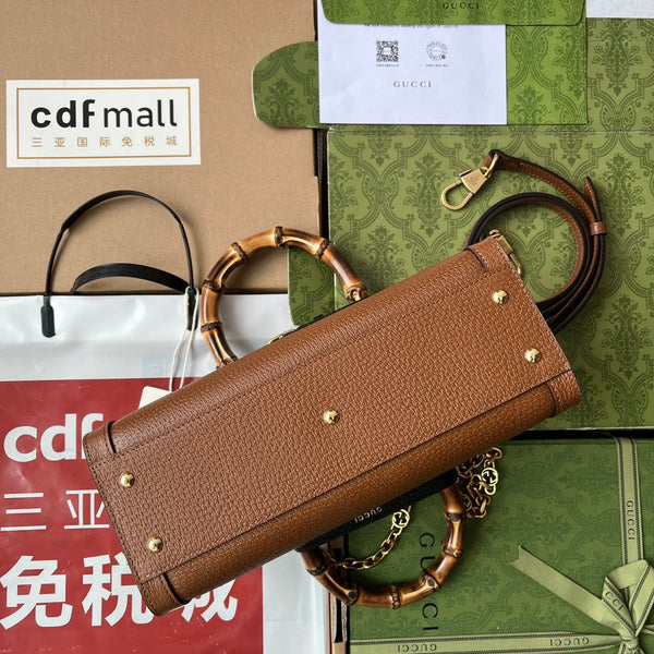 Borsa Gucci Diana Bamboo in pelle di vitello marrone 240101