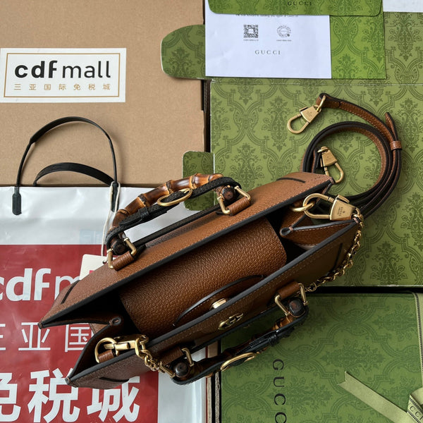 Borsa Gucci Diana Bamboo in pelle di vitello marrone 240101