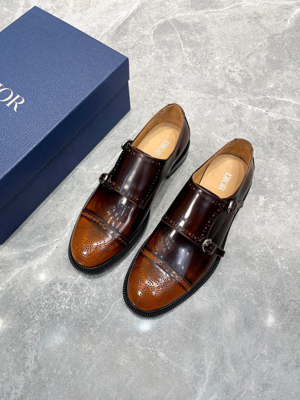 MOCASSINO DOPPIO MONKSTRAP CON FANTASIA CD IN PELLE DI VITELLO SCIROPPO