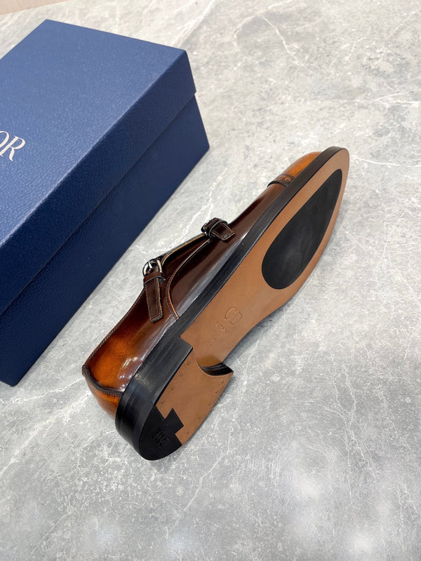 MOCASSINO DOPPIO MONKSTRAP CON FANTASIA CD IN PELLE DI VITELLO SCIROPPO