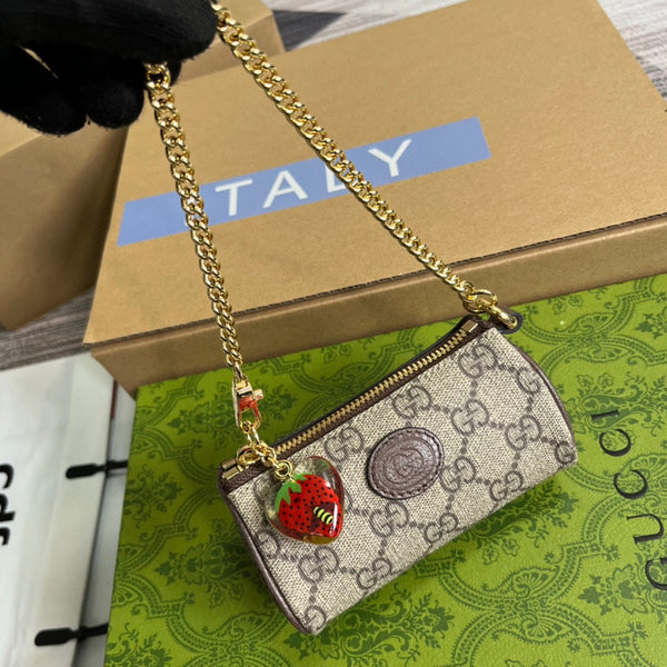 GG MINI 12 BUCKET BAG IN BEIGE CANVAS