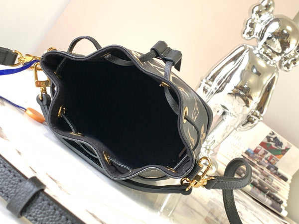 nano noe 13 grey bicolor black monogram gold hardware