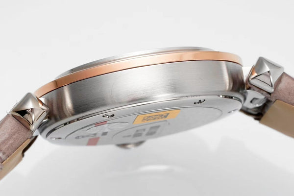 pasha 30mm quarzo oro rosa quadrante bianco pelle marrone chiaro 