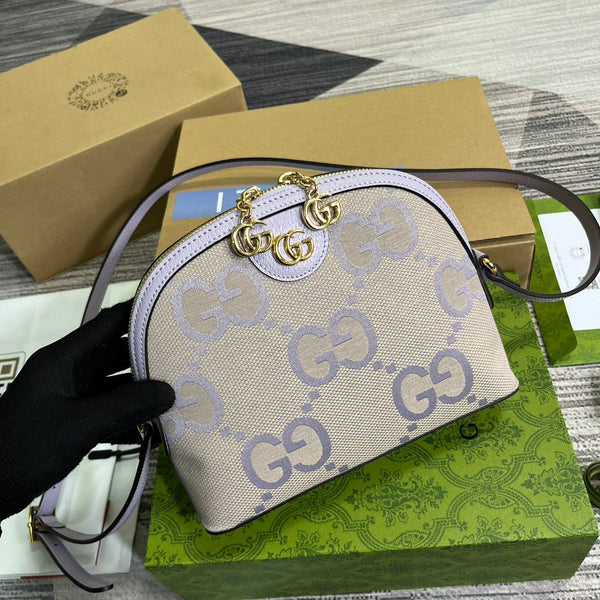 ophidia grande astuccio in tela monogramma beige viola 24 cm