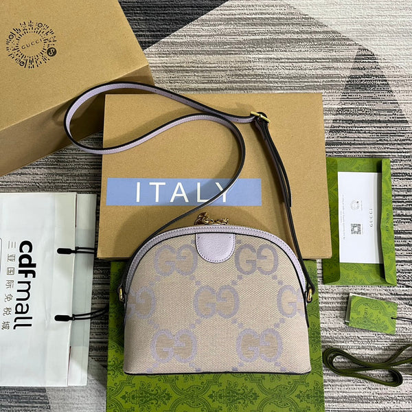 ophidia grande astuccio in tela monogramma beige viola 24 cm