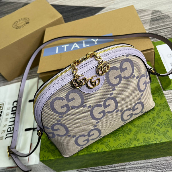 ophidia grande astuccio in tela monogramma beige viola 24 cm