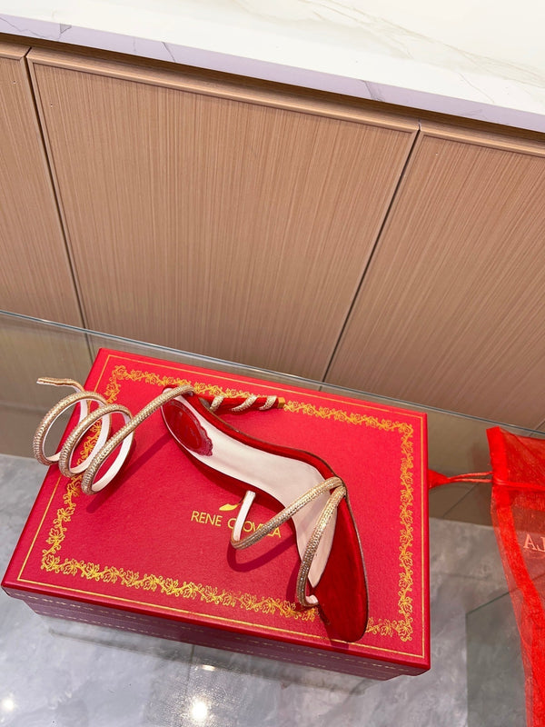 RC Heavy Industry Snake-Shape Red Gold Silk Creole Rhinestones 251009