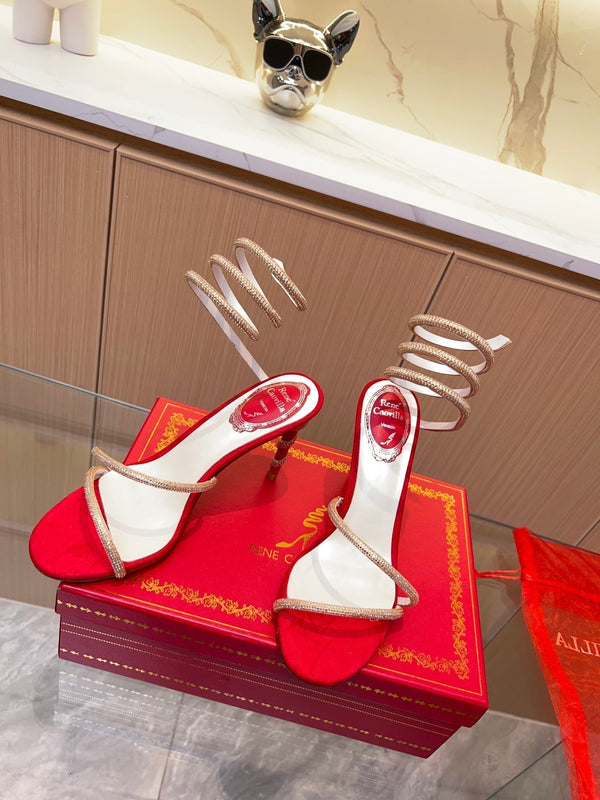 RC Heavy Industry Snake-Shape Red Gold Silk Creole Rhinestones 251009