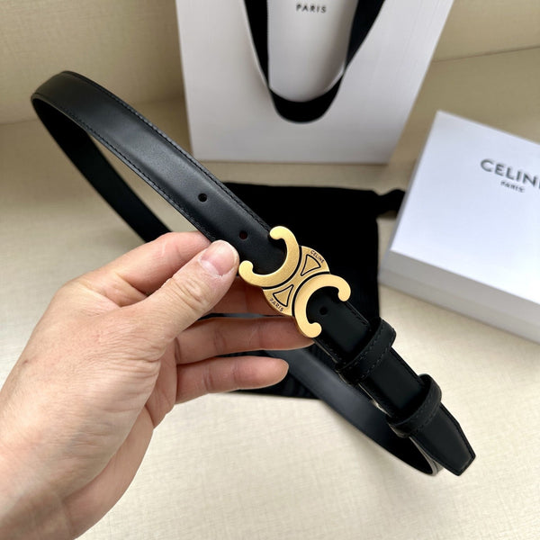 Cintura Triomphe Media 25mm Pelle di Vitello Nera Finitura Oro