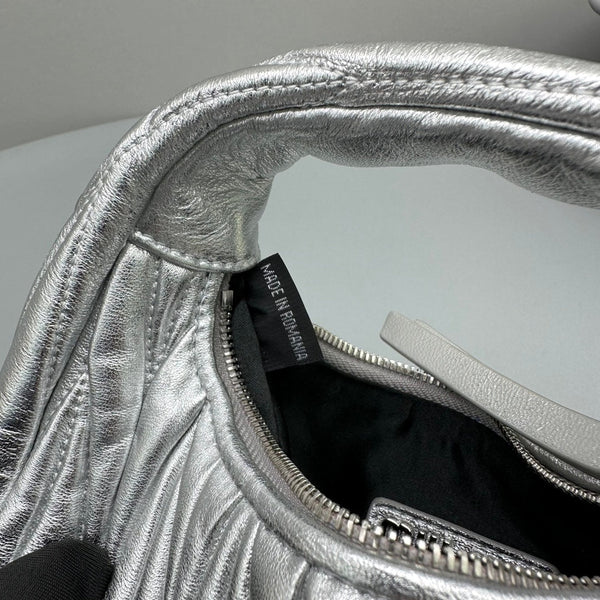 MINI HOBO 17 BAG IN SILVER SHEEPSKIN