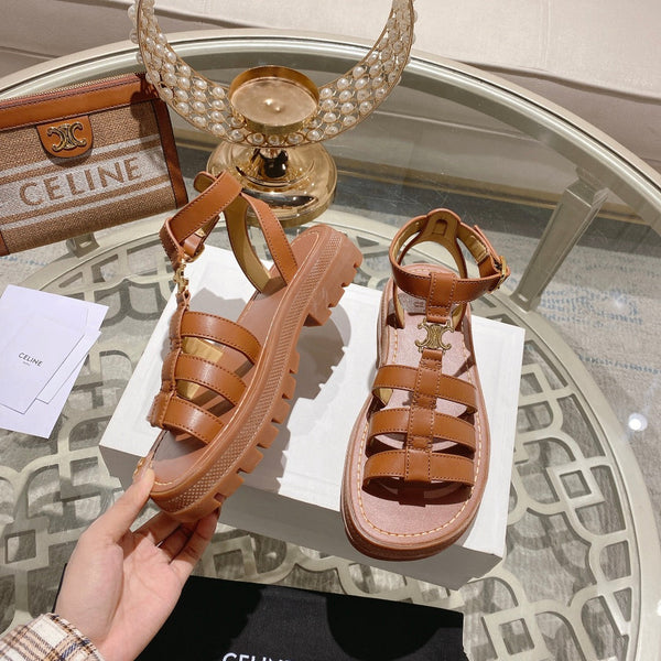 CL Clea Triomphe Gladiator Sandal 40mm Tan Calfskin 600377