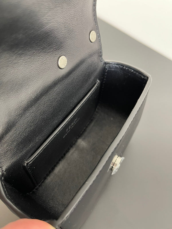 FENDI MINI FIRST SIGHT 13 BAG IN BLACK CALFSKIN WITH SILVER HARDWARE