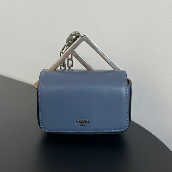 FENDI MINI FIRST SIGHT 13 BAG IN PIGEON BLUE CALFSKIN WITH SILVER HARDWARE