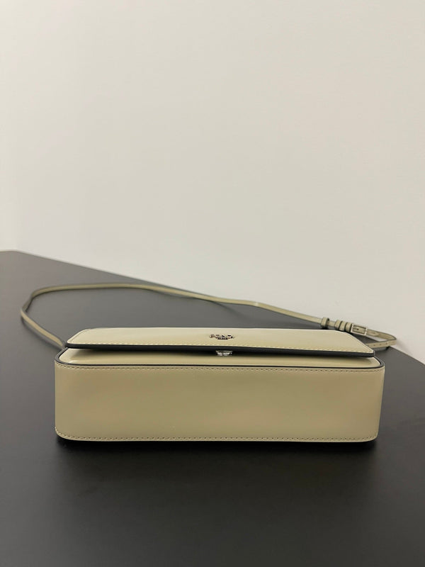 FENDI MINI FIRST SIGHT 23 BAG IN ECRU BROWN CALFSKIN WITH SILVER HARDWARE