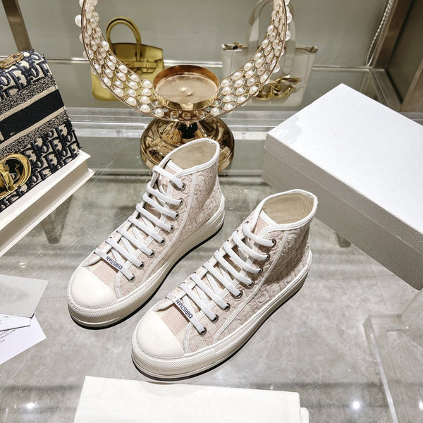 walkn high-top 45 pink beige oblique embroidery canvas