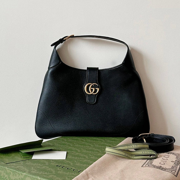 BORSA A SPALLA APHRODITE LARGE 47 IN PELLE DI VITELLO NERA