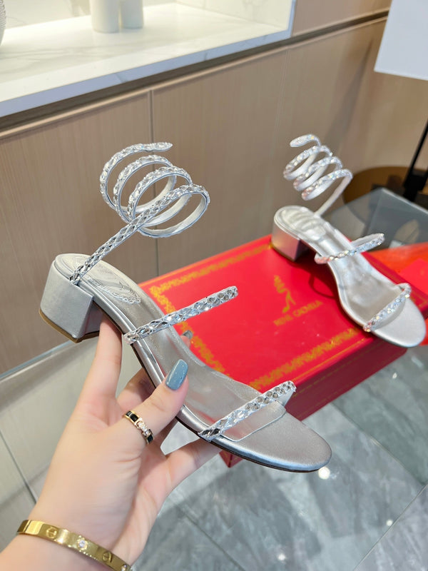 RC Diamond Sandals Sliver Silk Creole Glass Diamond 341984