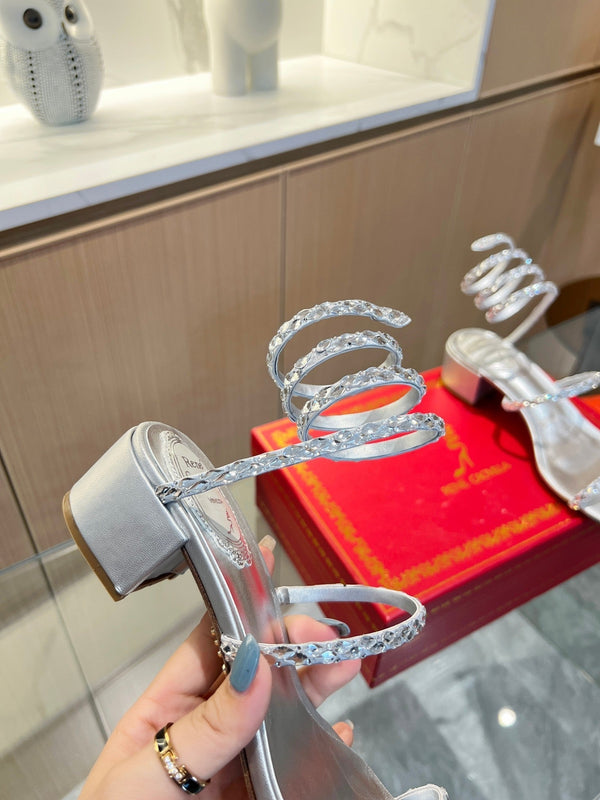 RC Diamond Sandals Sliver Silk Creole Glass Diamond 341984