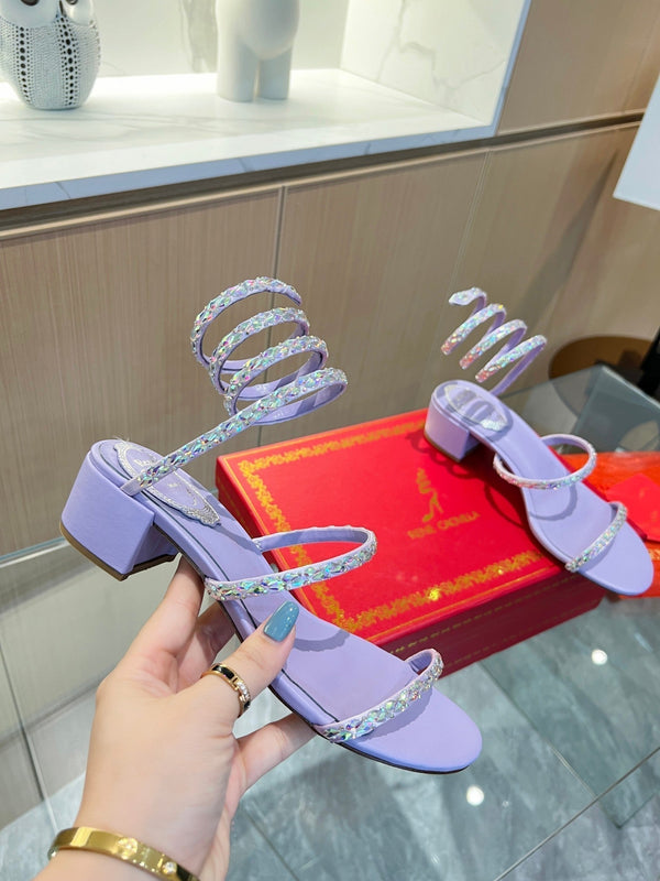 RC Diamond Sandals Purple Silk Creole Glass Diamond 341985