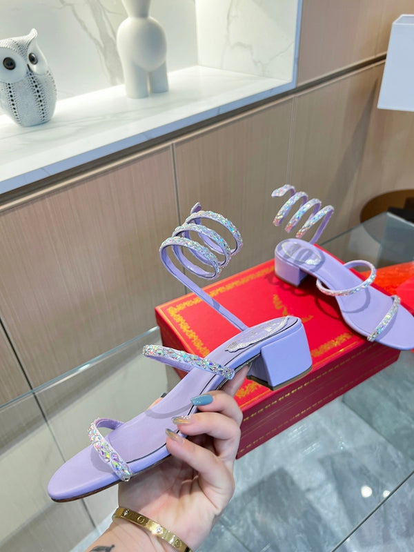 RC Diamond Sandals Purple Silk Creole Glass Diamond 341985