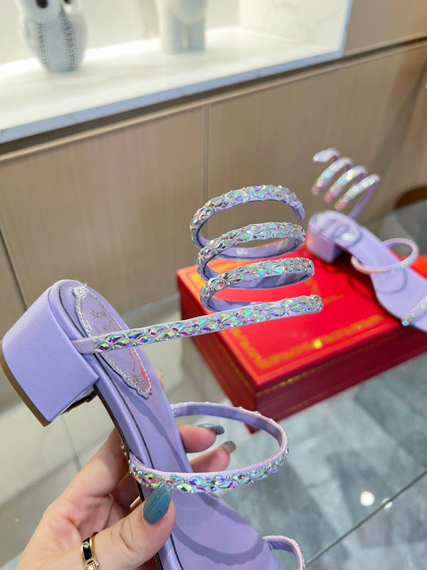 RC Diamond Sandals Purple Silk Creole Glass Diamond 341985