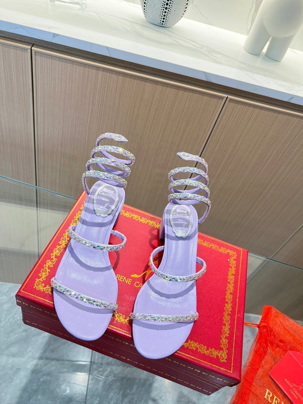 RC Diamond Sandals Purple Silk Creole Glass Diamond 341985