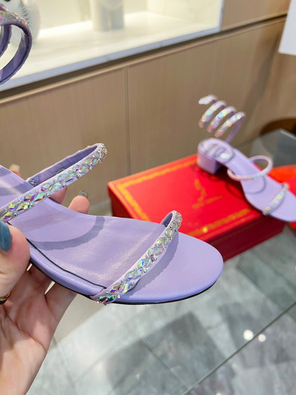 RC Diamond Sandals Purple Silk Creole Glass Diamond 341985