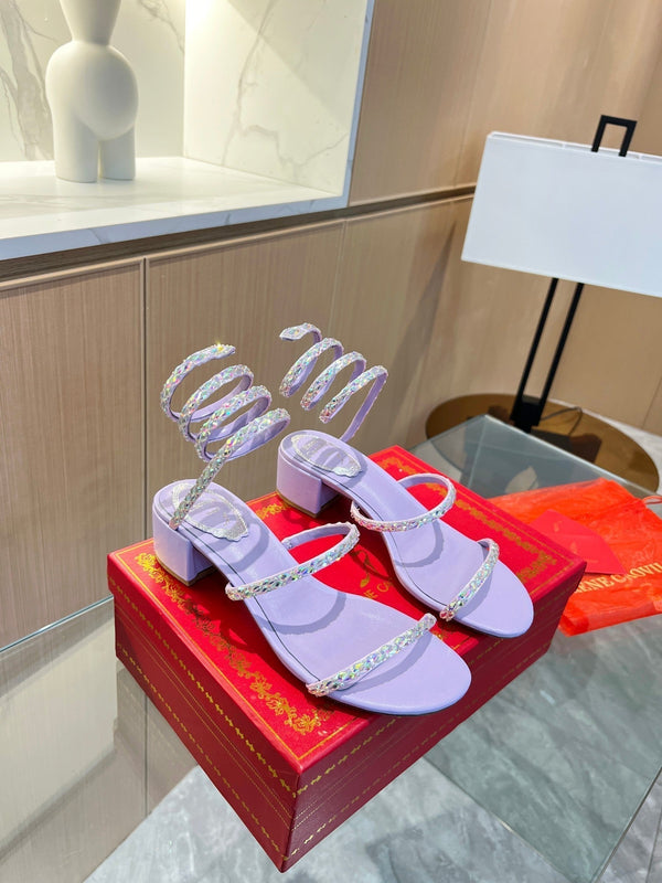 RC Diamond Sandals Purple Silk Creole Glass Diamond 341985