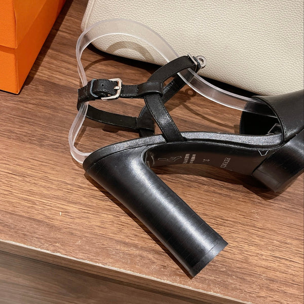 SANDALO GLAM 110 NERO IN PELLE DI AGNELLO