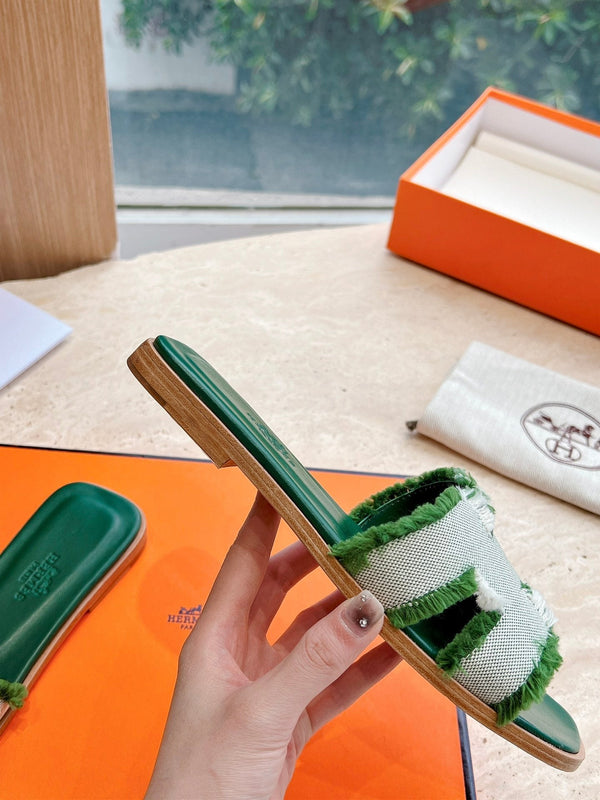 Sandalo HM 25 Oran in pelle di vitello verde denim bianco