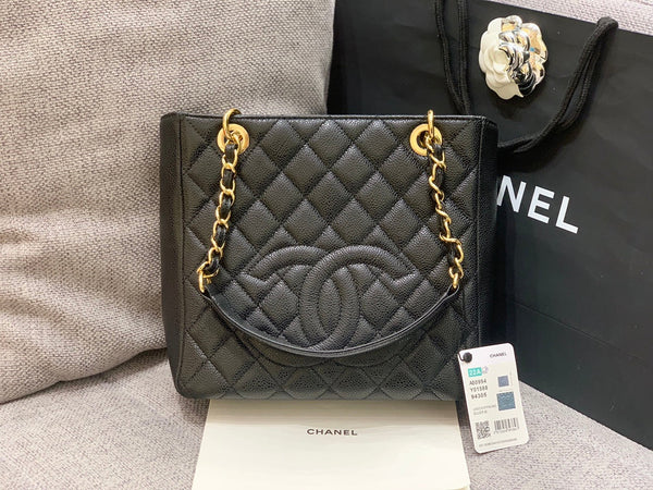 CLASSIC GRAND SHOPPING TOTE BAG 24CM BLACK CAVIAR GOLD HARDWARE