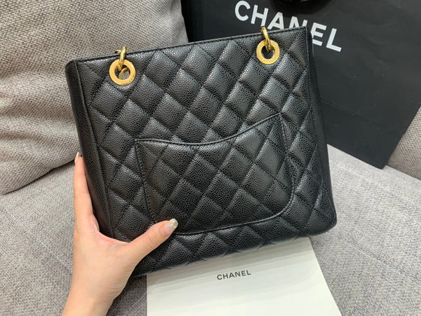 CLASSIC GRAND SHOPPING TOTE BAG 24CM BLACK CAVIAR GOLD HARDWARE