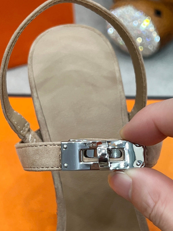 Sandalo Glamour 95 in pelle scamosciata marrone chiaro