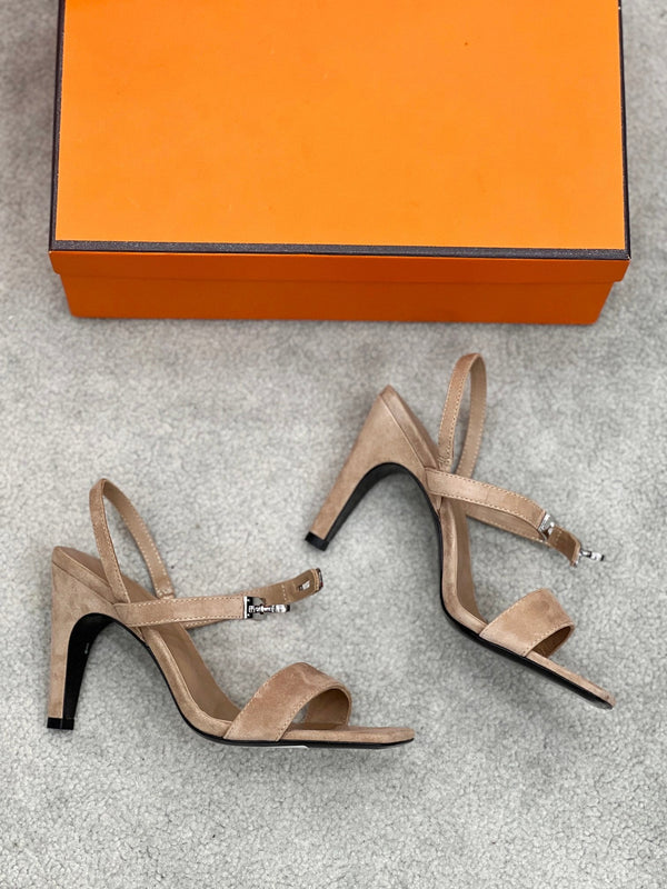 Sandalo Glamour 95 in pelle scamosciata marrone chiaro