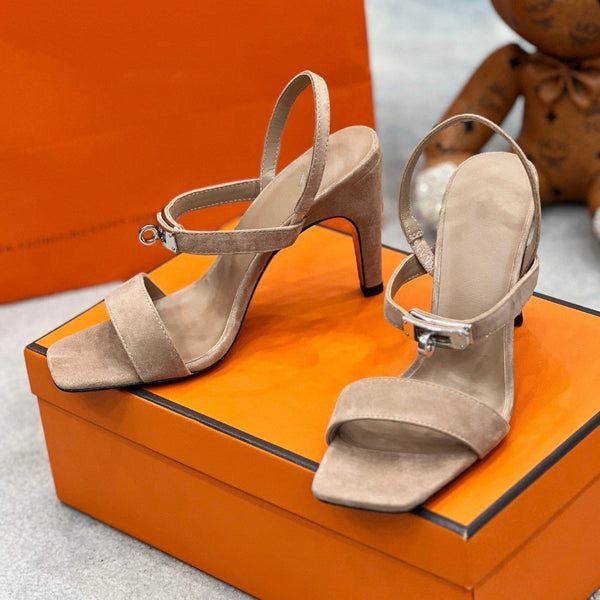 Sandalo Glamour 95 in pelle scamosciata marrone chiaro