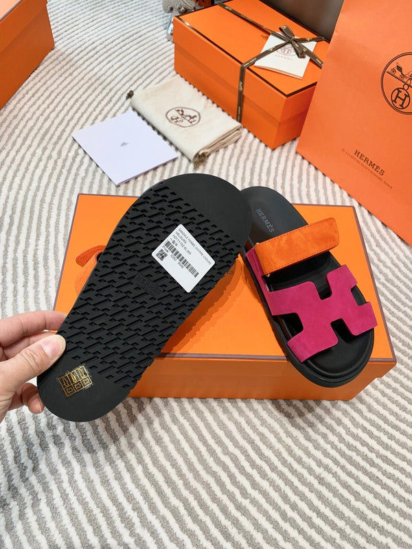 Sandalo HM Cyprus in pelle scamosciata rosa intenso mix arancione 963243