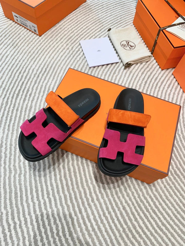 Sandalo HM Cyprus in pelle scamosciata rosa intenso mix arancione 963243