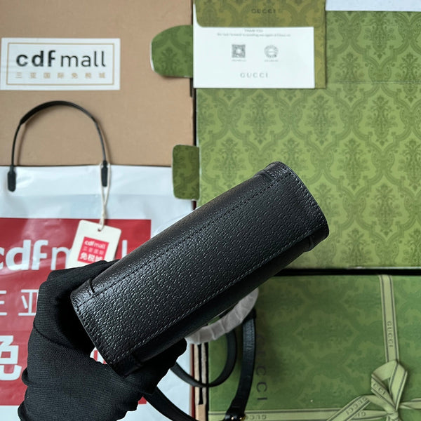 Gucci Diana Bamboo Mini Tote Bag in pelle di agnello nera 240108