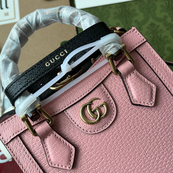 Gucci Diana Bamboo Mini Tote Bag Pink Lambskin 240109