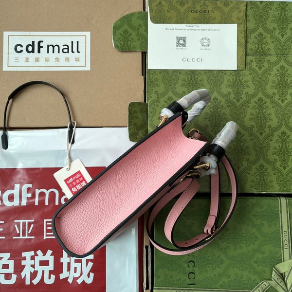 Gucci Diana Bamboo Mini Tote Bag Pink Lambskin 240109