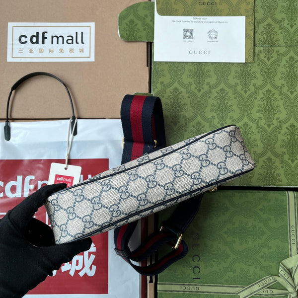 Gucci Ophidia Bag Blue Beige Leather Canvas 239801