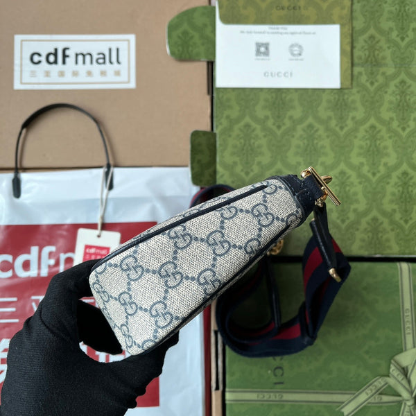 Gucci Ophidia Bag Blue Beige Leather Canvas 239801